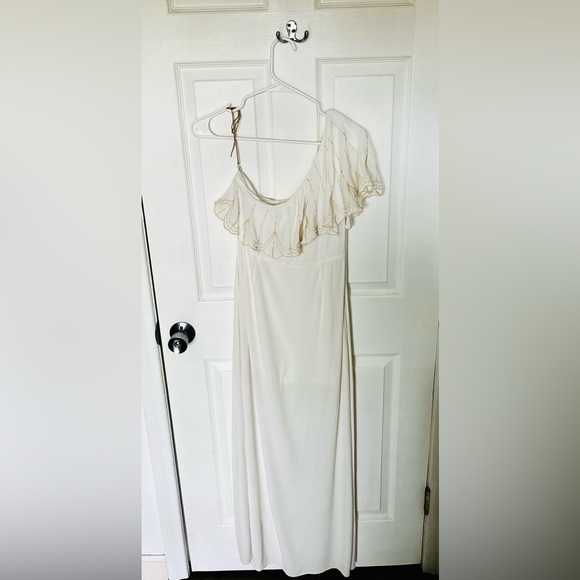 Honey Belle White White One Shoulder Bridal Shower Maxi Dress Size M - Picture 1 of 10